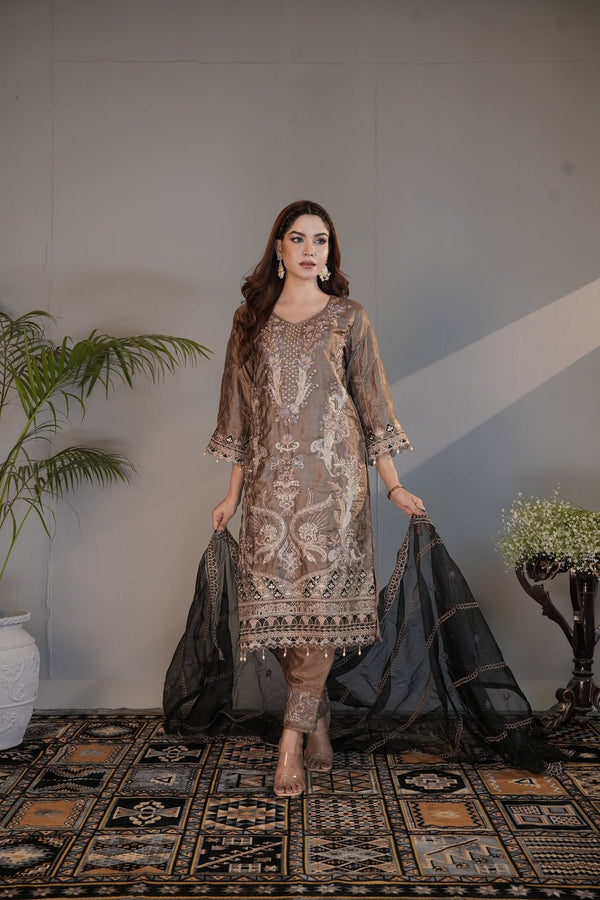 Grey Marble Print Lawn Three Piece (Casual – Unstitched)