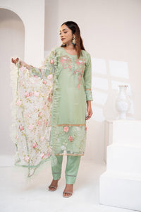 White & Green Lawn Printed Three Piece (Eid Collection)
