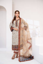 Soft Yellow Cotton Net Three Piece (Spring - Unstitched)