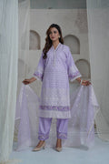 Royal Purple Banarasi Silk Three Piece (Bridal - Stitched)