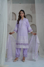 Royal Purple Banarasi Silk Three Piece (Bridal - Stitched)