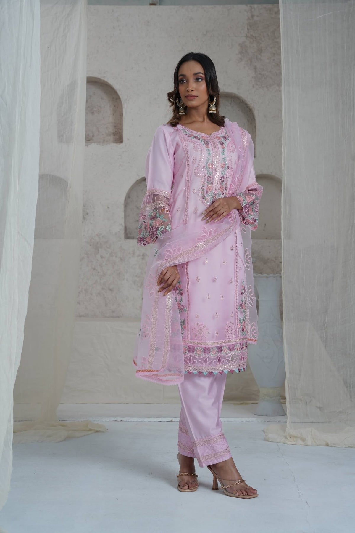 Coral Pink Lawn Digital Print Three Piece (Summer - Unstitched)